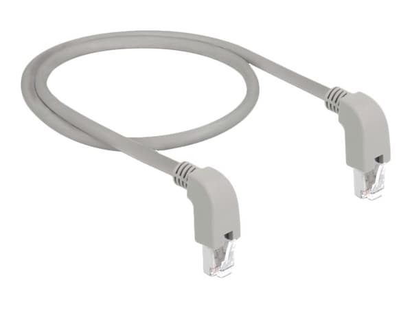 Delock - Patchkabel - RJ-45 (han) nedvinklet til RJ-45 (han) nedvinklet - 1 m - SF/UTP - CAT 5e - booted, halogenfri - grå