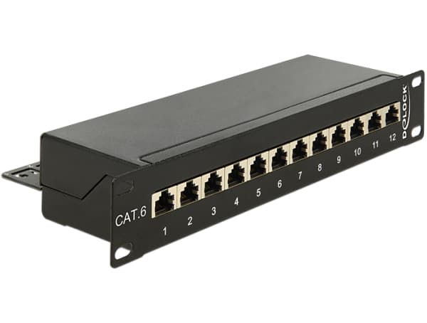 Delock - Patch-panel - CAT 6 - RJ-45 X 12 - svart - 1U - 10"