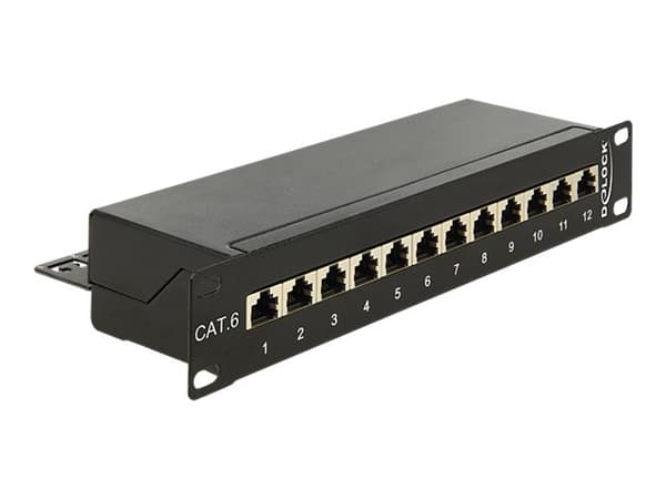 Delock - Patch-panel - CAT 6 - RJ-45 X 12 - svart - 1U - 10" Svart