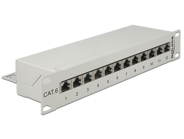 Delock - Koblingspanel - CAT 6 - RJ-45 X 12 - lysegrå - 1U - 10"