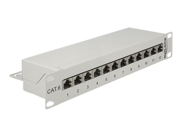 Delock - Koblingspanel - CAT 6 - RJ-45 X 12 - lysegrå - 1U - 10" Grå