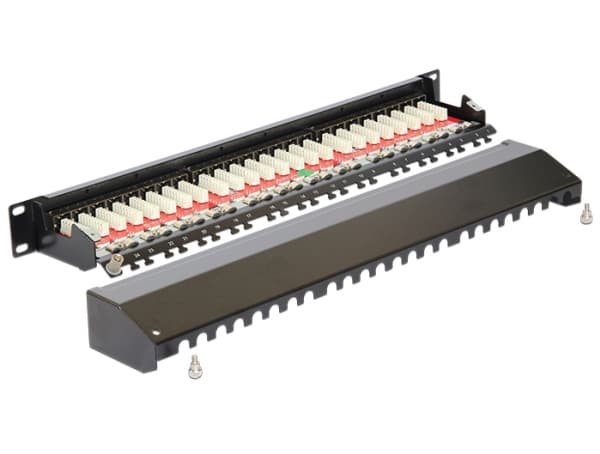 Delock - Koblingspanel - CAT 6a - RJ-45 X 24 - kullsort, RAL 9005 - 1U - 19"
