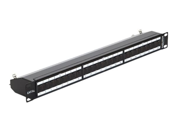 Delock - Koblingspanel - CAT 6a - RJ-45 X 24 - kullsort, RAL 9005 - 1U - 19" Sort