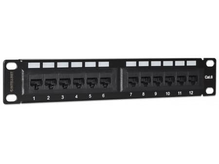 Intellinet 720748, RJ-45, U/UTP (UTP), Svart, Stativmontering, 1U, 254 mm