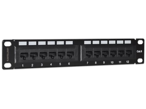 Intellinet 720748, RJ-45, U/UTP (UTP), Svart, Stativmontering, 1U, 254 mm
