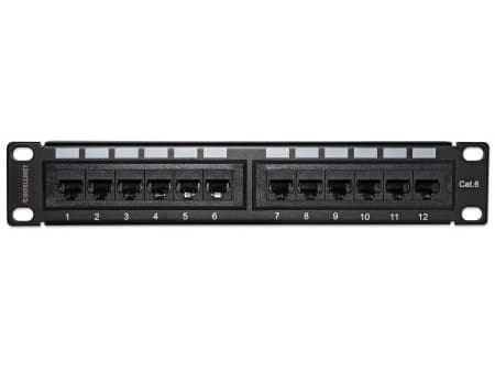 Intellinet 720748, RJ-45, U/UTP (UTP), Svart, Stativmontering, 1U, 254 mm