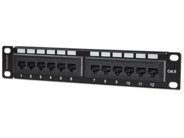 Intellinet 720748, RJ-45, U/UTP (UTP), Svart, Stativmontering, 1U, 254 mm