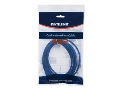 Intellinet Network Patch Cable, Cat6, 3m, Blue, CCA, U/UTP, PVC, RJ45, Gold Plated Contacts, Snagless, Booted, Lifetime Warranty, Polybag - Koblingsk