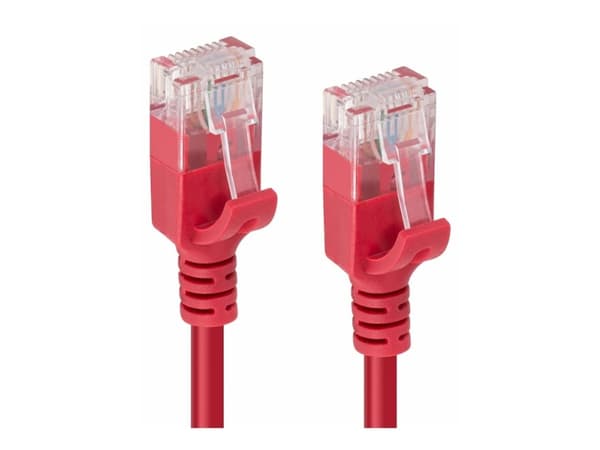 MicroConnect - Nettverkskabel - RJ-45 (hann) til RJ-45 (hann) - 25 cm - 3.6 mm - UTP - CAT 6a - uten hindringer, flertrådet, halogenfri - rød