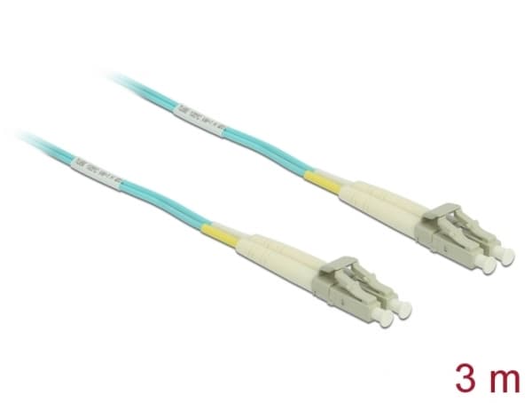 Delock - Nettverkskabel - LC multimodus (hann) til LC multimodus (hann) - 3 m. - 1,8 mm - fiberoptisk - 50 / 125 my - OM3 - akvamarin