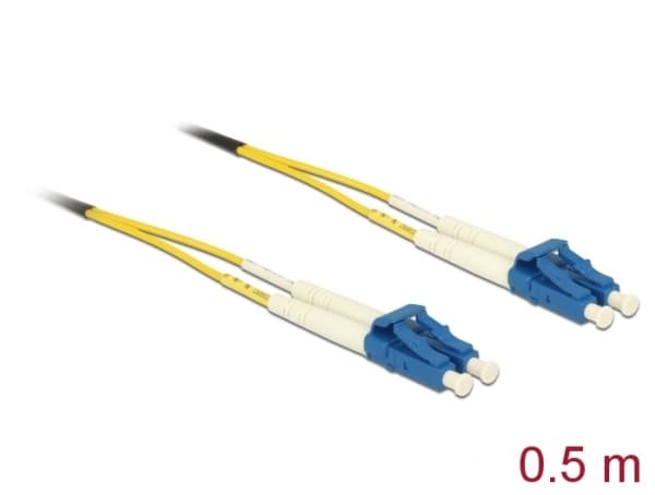 Delock - Nettverkskabel - LC-enkeltmodus (hann) til LC-enkeltmodus (hann) - 0.5 m - 1.8 mm - fiberoptisk - 9 / 125 micron - OS2 - gul