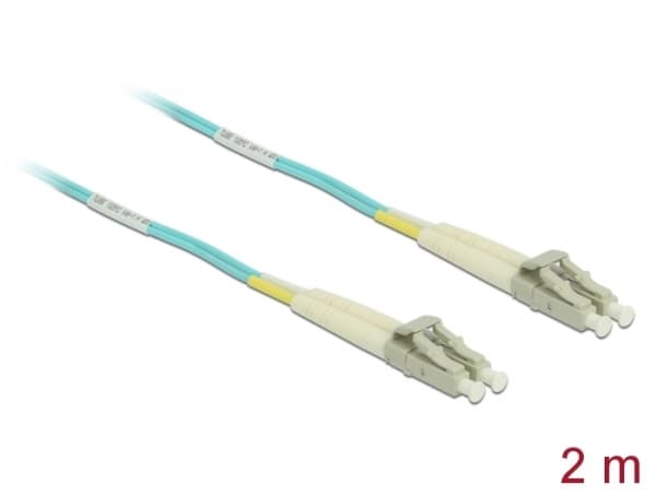 Delock - Nettverkskabel - LC multimodus (hann) til LC multimodus (hann) - 2 m. - 1,8 mm - fiberoptisk - 50 / 125 my - OM3 - akvamarin