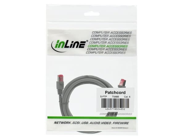InLine 4043718154791, 15 m, Cat6, S/FTP (S-STP), RJ-45, RJ-45, Grå