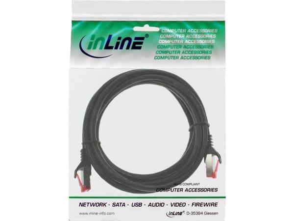 InLine® Patch-kaapeli, S/FTP (PiMf), Cat.6 250MHz, PVC, kupari, musta, 1m