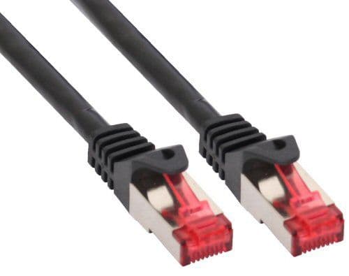 InLine® Patch-kaapeli, S/FTP (PiMf), Cat.6 250MHz, PVC, kupari, musta, 1m