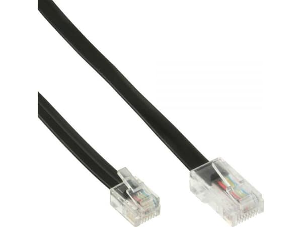 InLine 18863, 3 m, RJ45, RJ11, Sort, Hankjønn, Hankjønn