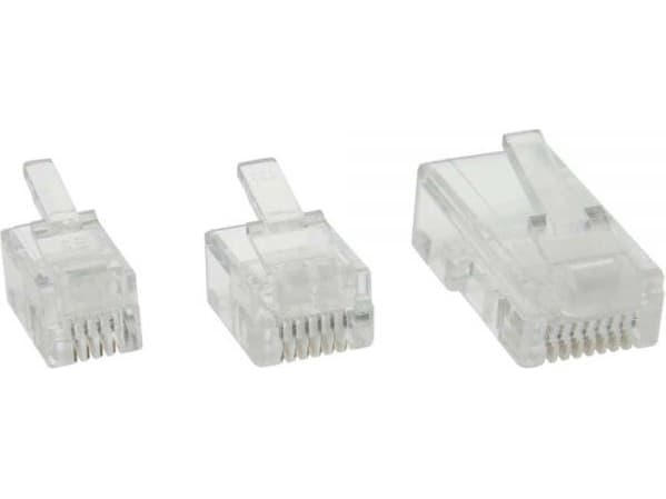 InLine 73096, RJ-12, Läpinäkyvä, Valkoinen, Muovi, 100 kpl