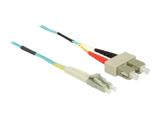 Delock - Nettverkskabel - LC multimodus (hann) til SC multimodus (hann) - 0,5 m. - 1,8 mm - fiberoptikk - 50 / 125 my - OM3 - halogenfri - akvamarin