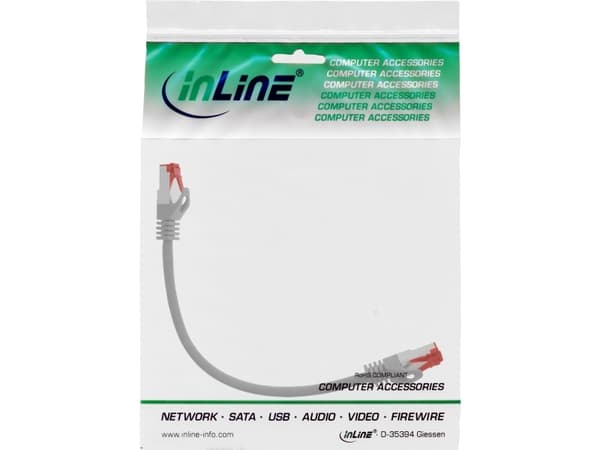 InLine 4043718231232, 0,3 m, Cat6, S/FTP (S-STP), RJ-45, RJ-45, Grå