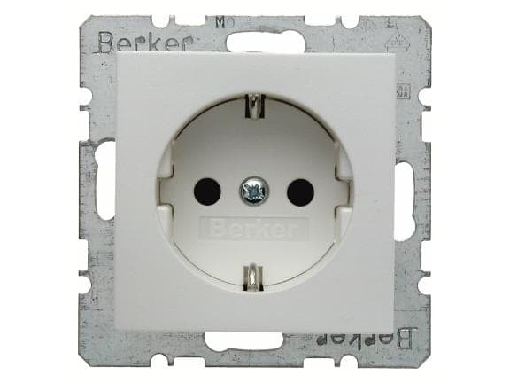 BERKER Uttag S.1/B.3/B.7, schuko med jord, 1 modul 250V 16A, matt vit Vit