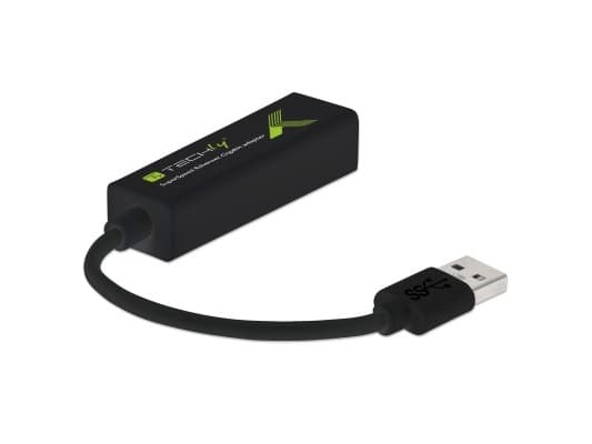 Techly IDATA USB-ETGIGA3T2, RJ-45, USB 2.0 Typ-A, 0,1 m, Sort
