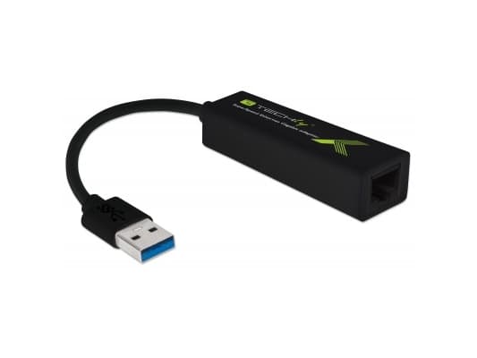Techly IDATA USB-ETGIGA3T2, RJ-45, USB 2.0 Typ-A, 0,1 m, Sort