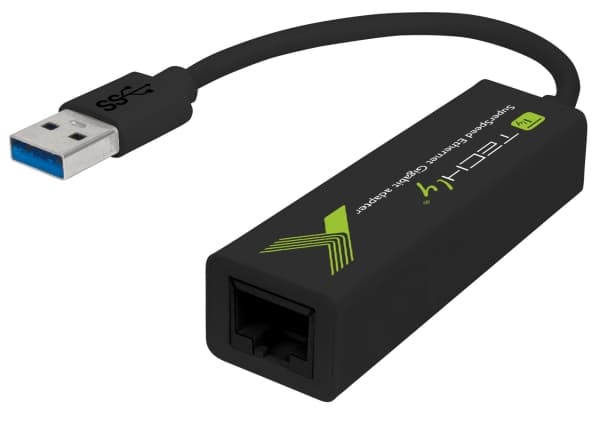 Techly IDATA USB-ETGIGA3T2, RJ-45, USB 2.0 Typ-A, 0,1 m, Sort