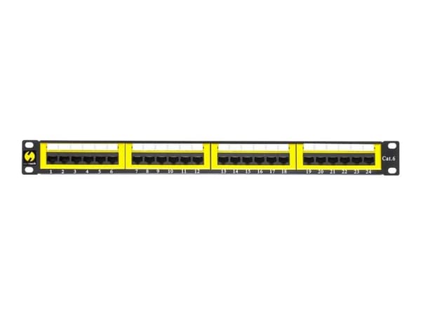 Netrack - Patch-panel - rackmontering - CAT 6 - UTP - RJ-45 X 24 - svart, gul - 19"