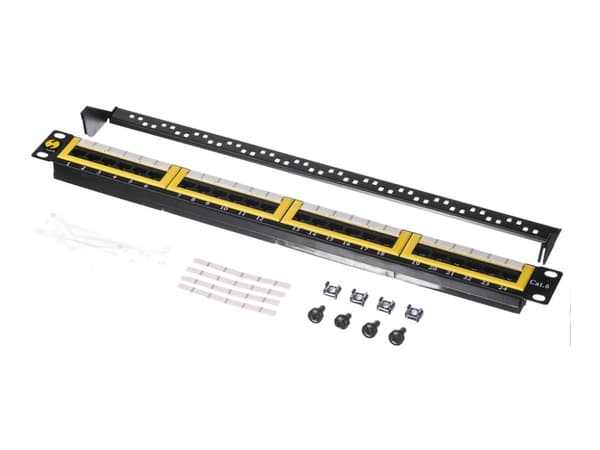 Netrack - Patch-panel - rackmontering - CAT 6 - UTP - RJ-45 X 24 - svart, gul - 19" Svart, Gul