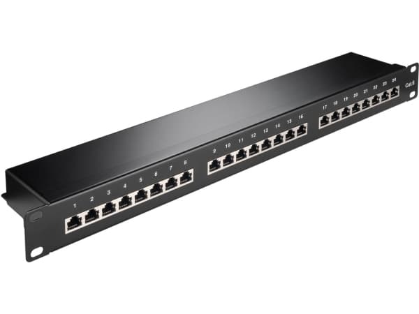 Goobay 93048, RJ-45, Cat6, 22/26, Sort, Rackmontering, 1U
