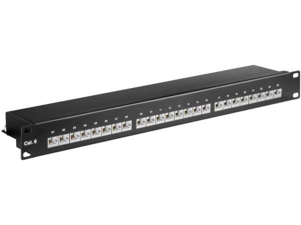 Goobay 93048, RJ-45, Cat6, 22/26, Sort, Rackmontering, 1U