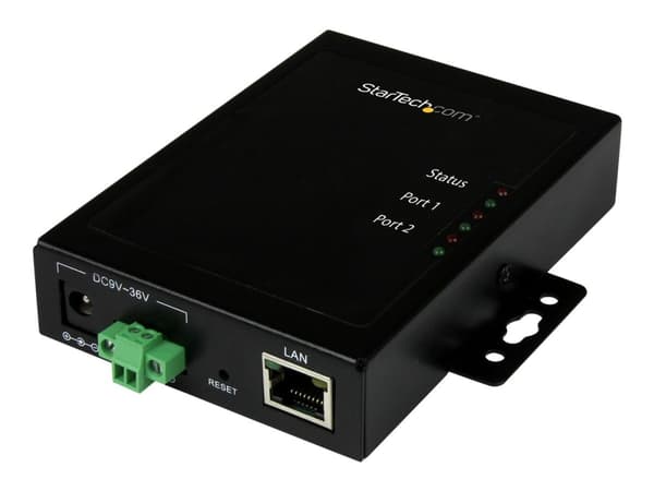 StarTech.com 2-ports seriell-til-IP Ethernet-enhetsserver - RS232 - Enhetsserver - 2 porter - 10 Mb LAN, 100 Mb LAN, RS-232 - AC 120/230 V / DC 9 inn