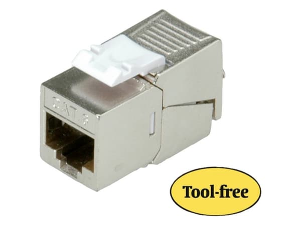ROLINE Cat.6/Class E Keystone Jack, RJ-45, shielded, SLIM, toolless silver, Sølv