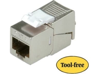 ROLINE Cat.6/Class E Keystone Jack, RJ-45, shielded, SLIM, toolless silver, Sølv