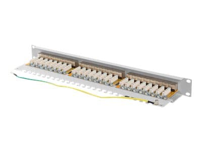 Lanberg PPSA-1024-S - Patch-panel - rackmontering - CAT 6a - STP - RJ-45 X 24 - grå, RAL 7035 - 1U - 19"
