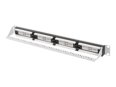 Lanberg PPUA-1024-S - Koblingspanel - rackmonterbar - CAT 6a - UTP - RJ-45 X 24 - RAL 7035, grå - 1U - 19"