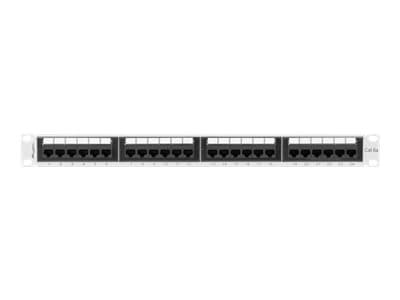 Lanberg PPUA-1024-S - Koblingspanel - rackmonterbar - CAT 6a - UTP - RJ-45 X 24 - RAL 7035, grå - 1U - 19"