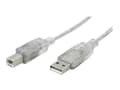 Miniatyrbild 2 av 5: StarTech.com 10 ft Transparent USB 2.0 Cable - A to B - USB cable - USB (M) to USB Type B (M) - 10 ft - transparent - USBFAB10T - USB-kabel - USB (ha