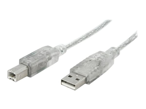 StarTech.com 10 ft Transparent USB 2.0 Cable - A to B - USB cable - USB (M) to USB Type B (M) - 10 ft - transparent - USBFAB10T - USB-kabel - USB (ha