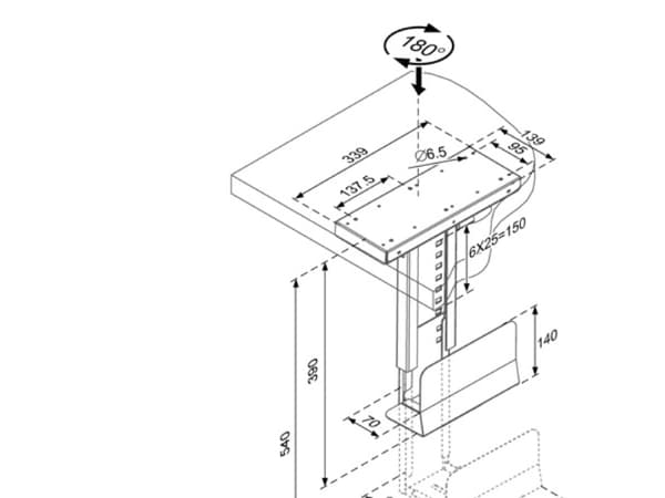 ROLINE 17.03.1185, Bordmontert, 10 kg, Sort, 0 - 180°, 13,4 cm, 54 cm