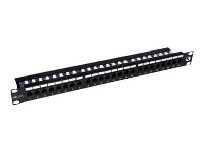 Solarix - Patchpanel med kabelstyring - CAT 5e - UTP - RJ-45 X 24 - svart - 1U
