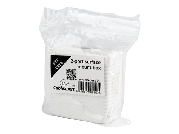 Cablexpert - Pinta-asennettava rasia verkoille - CAT 6 - FTP - RJ-45 X 2 - valkoinen