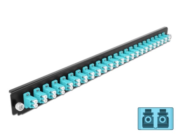 Delock - Fiber-optic splice box rack mount panel - front - LC MM X 24 - akvamarin - 1U - 19"