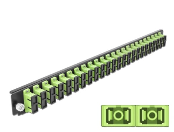 Delock - Fiber-optic splice box rack mount panel - front - SC MM X 24 - limegrønn - 1U - 19"