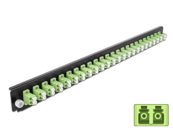 Delock - Fiber-optic splice box rack mount panel - front - LC MM X 24 - limegrønn - 1U - 19"