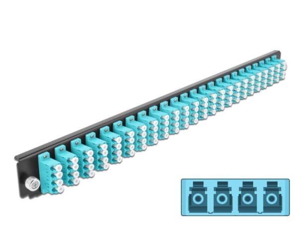 Delock - Fiberoptisk skjøtebokpanel - foran - LC MM X 96 - svart, akvamarin - 1U - 19"