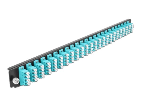 Delock - Fiberoptisk skjøtebokpanel - foran - LC MM X 96 - svart, akvamarin - 1U - 19"