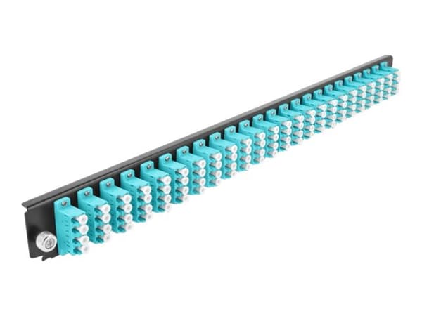 Delock - Fiberoptisk skjøtebokpanel - foran - LC MM X 96 - svart, akvamarin - 1U - 19" Akva