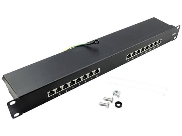 LogiLink NP0057, RJ-45, Cat5e, Cat6, Cat6a, Musta, Terästä, Telinekiinnitys, 1U