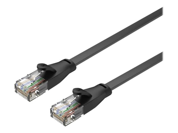 Unitek - Nettverkskabel - RJ-45 (hann) til RJ-45 (hann) - 2 m - UTP - CAT 6 - flat, formstøpt, uten hindringer - svart